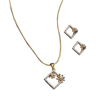 Frame Floral Pendant & Earring Set